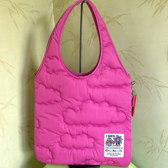 COACH CAOCHTOPIA LOOP TOTE WITH CLOUD QUILTING:NWT BRIGHT MAGENTA - Picture 1 of 12